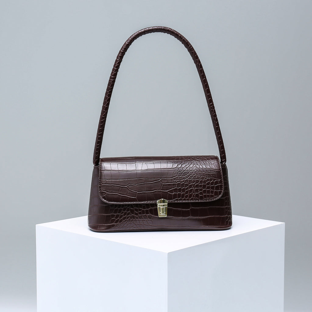 Burgundy croc clearance bag