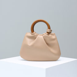 Laura Wooden Handle Bag - Beige
