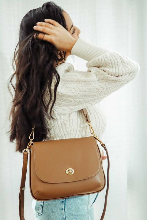 Mila Leather Shoulder Bag - Khaki