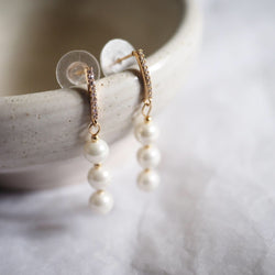 Gael Cubic Zirconia Drop Pearls Earrings