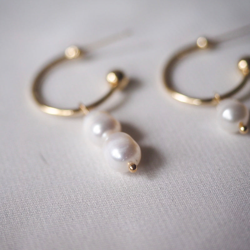Pearls Drop On Hoop Earrings